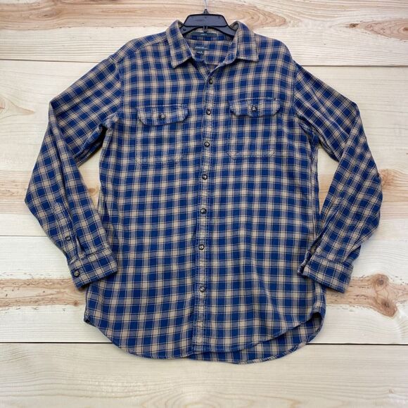 Eddie Bauer Shirt Mens Large Blue Brown Button Up Long Sleeve Plaid Outdoors - Picture 2 of 13